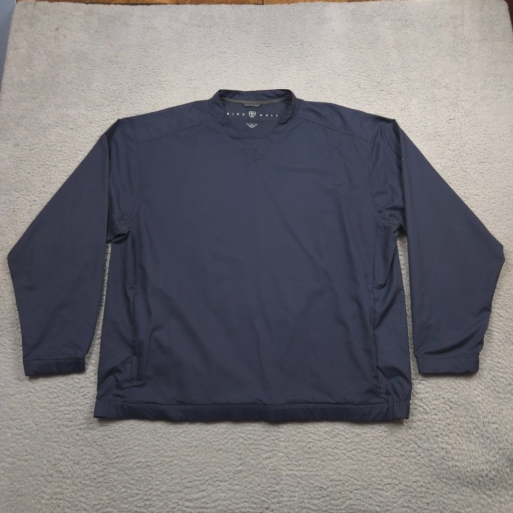 Nike Golf XL Navy Windbreaker Pullover V-Neck Jacket Zip Pockets Mens Top